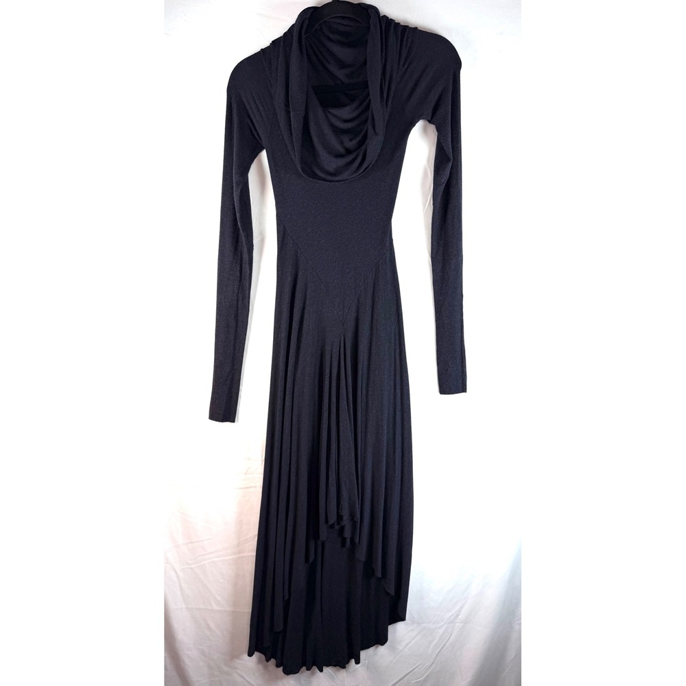 Urban Zen‎ Donna Karan Womens Charcoal Grey Cowl Neck High-Low Maxi Dress XS